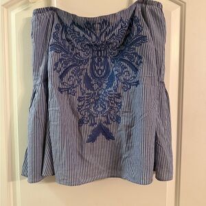 Blue Striped Off-Shoulder Top